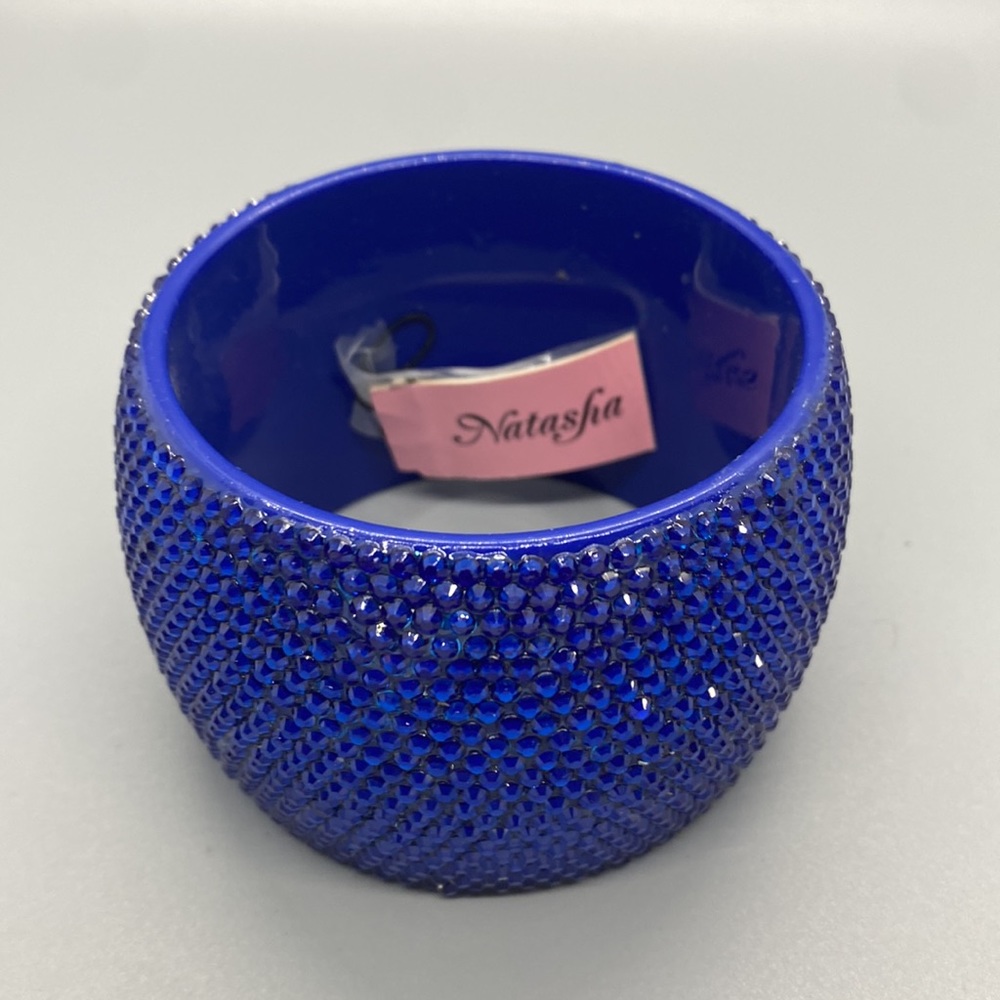 Natasha Bangle Stretch Bracelet blue rhinestones Sample Sale!